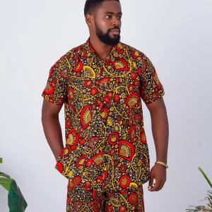 African Print Short Sleeve Shirt & Shorts for Men