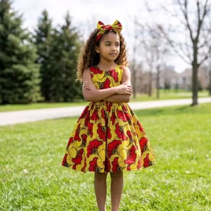 Yellow African Print Dress For Girls